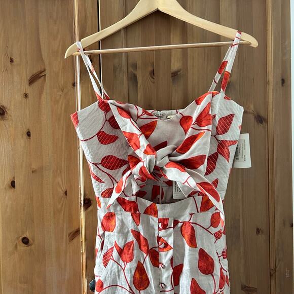 NWT Johanna Ortiz Desirade Dress Midi Sleeveless Cutout Womens 6 Date Leaf Print - Picture 5 of 16